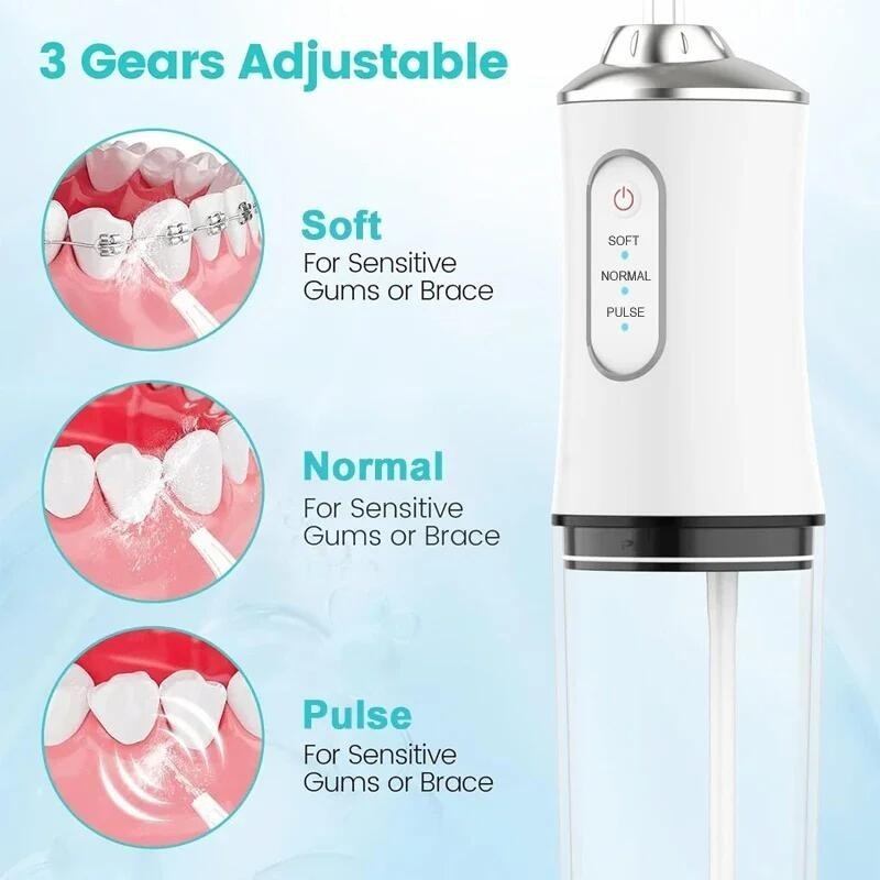 Cordless Dental Water Flosser with Jet 4 Tips Floss Oral Cleaner Irrigator Teeth
