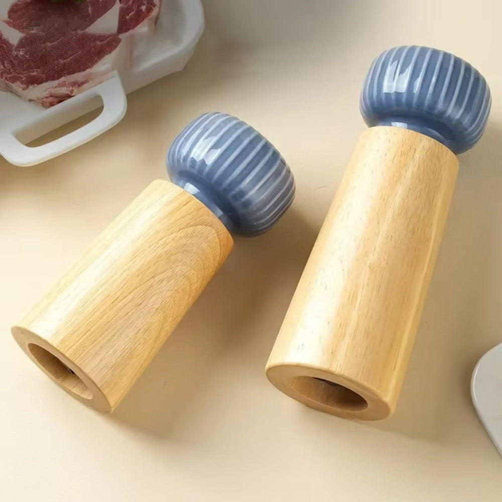 Nordic Style Manual Pepper Salt Grinder Oak Refillable Pepper Mill Adjustable