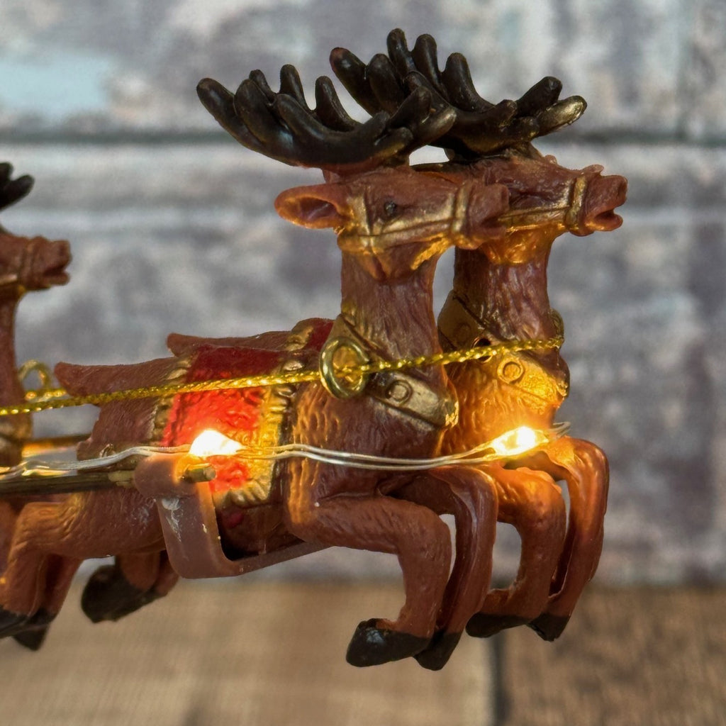 Christmas Santa Sleigh & Reindeer Decoration Festive Ornament with LED Lights
