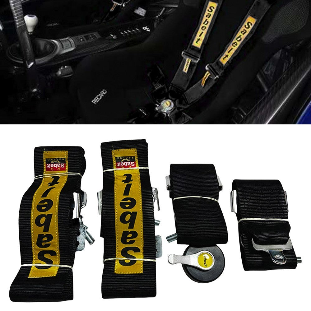 Universal Sabelt 4 Point Camlock Quick Release Racing Seat Belt Harness 3” Black