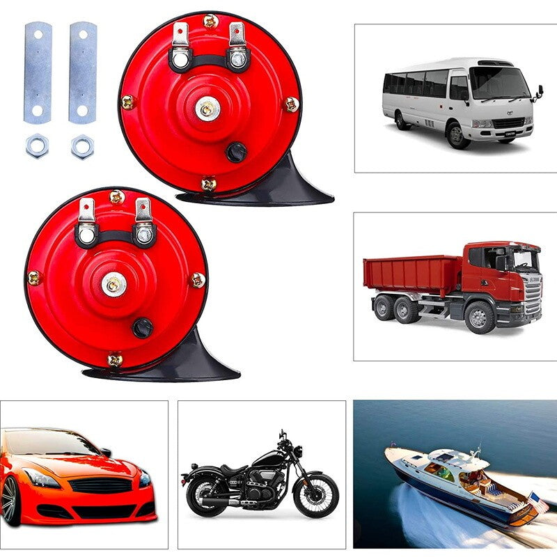 2PCS Super Horn 12V 300DB Super Loud Horn Snail Motorcycle Car Truck Boat Train
