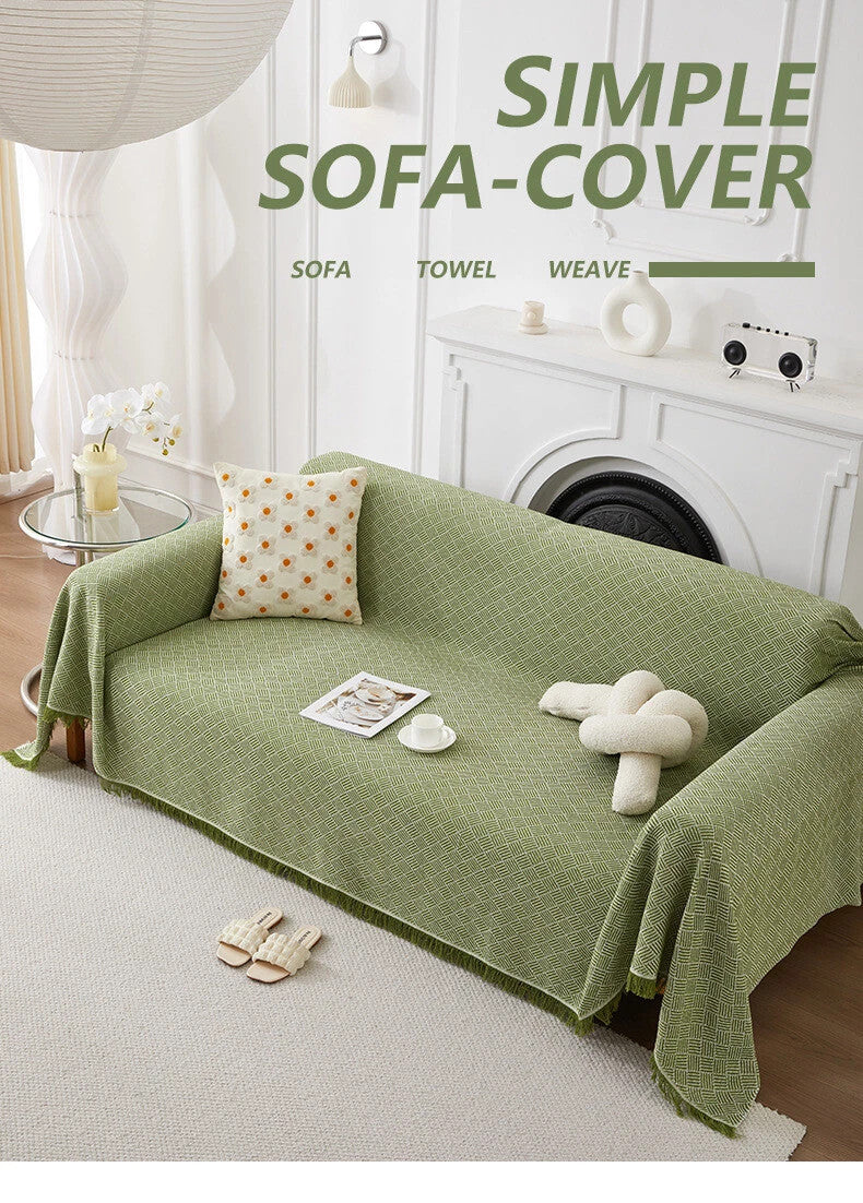 Fringed Cotton Throws Large Size Sofa Cover Bedspread Blankets For Settee Bed