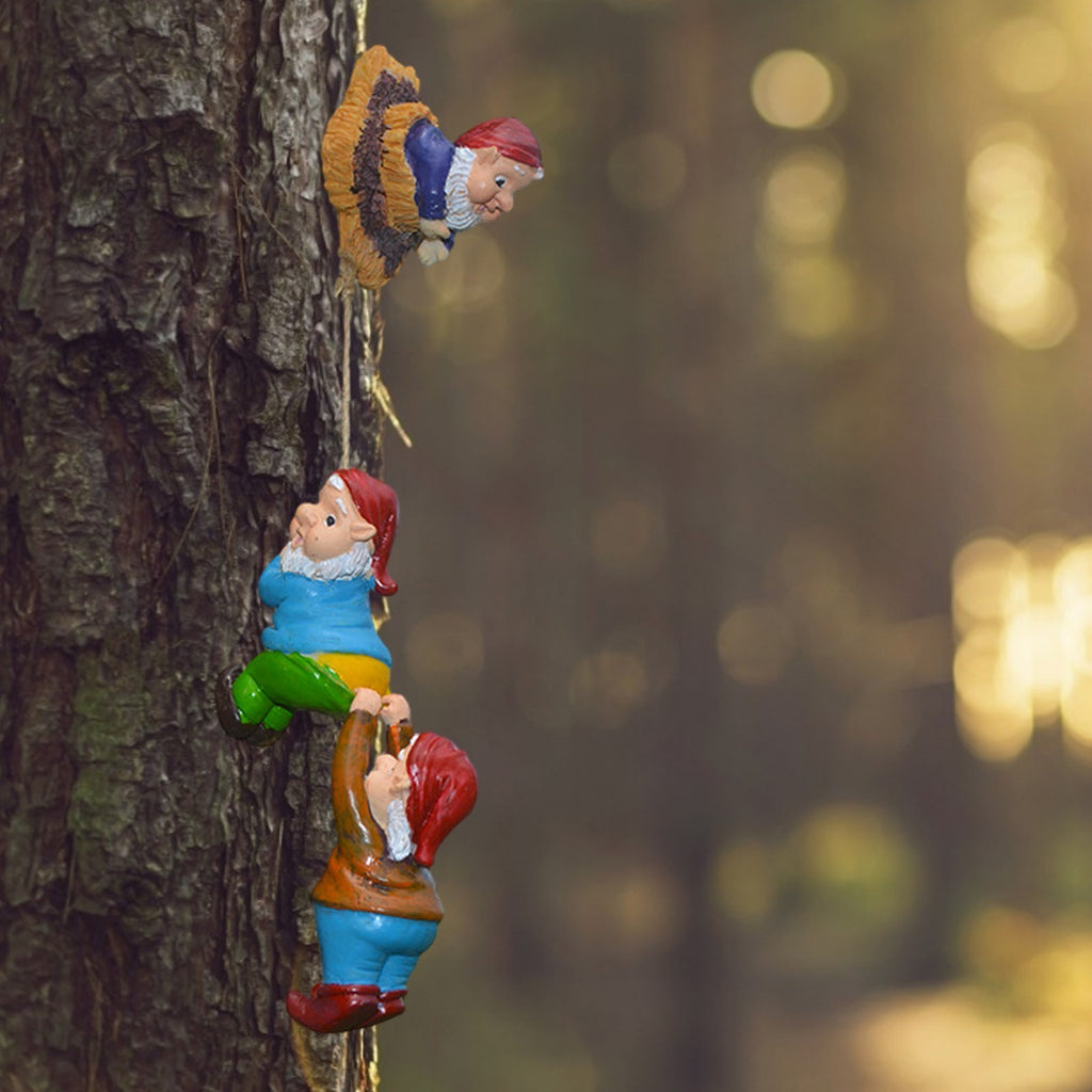 Funny Climbing Gnome Statue, Resin Dwarf Tree Hanging Sculpture Yard Decor