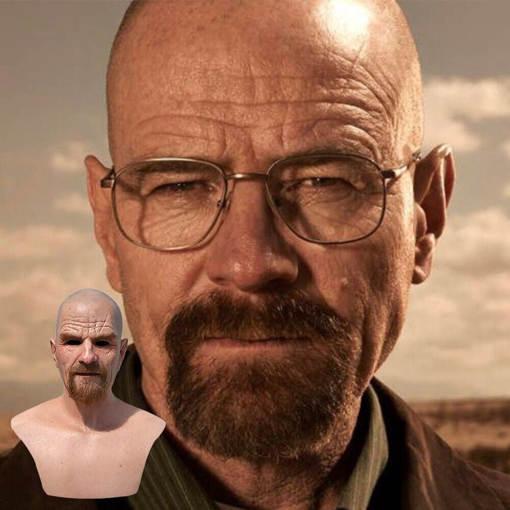 Realistic Bald Old Man Mask Latex Cosplay Party Full Face Headgear