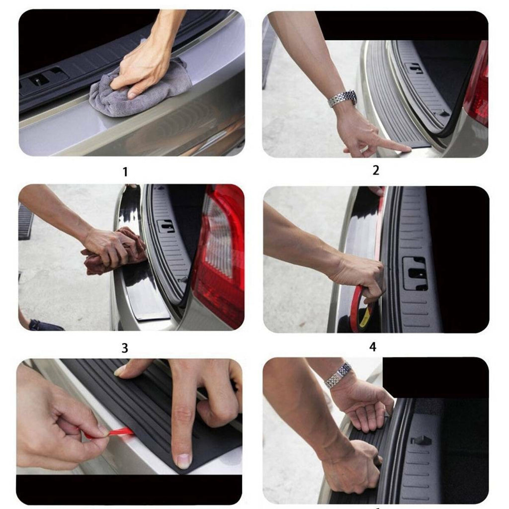 Car Rear Sill Plate Guard Bumper Protector Pad Cover Anti-Scratch Strip Rubber K