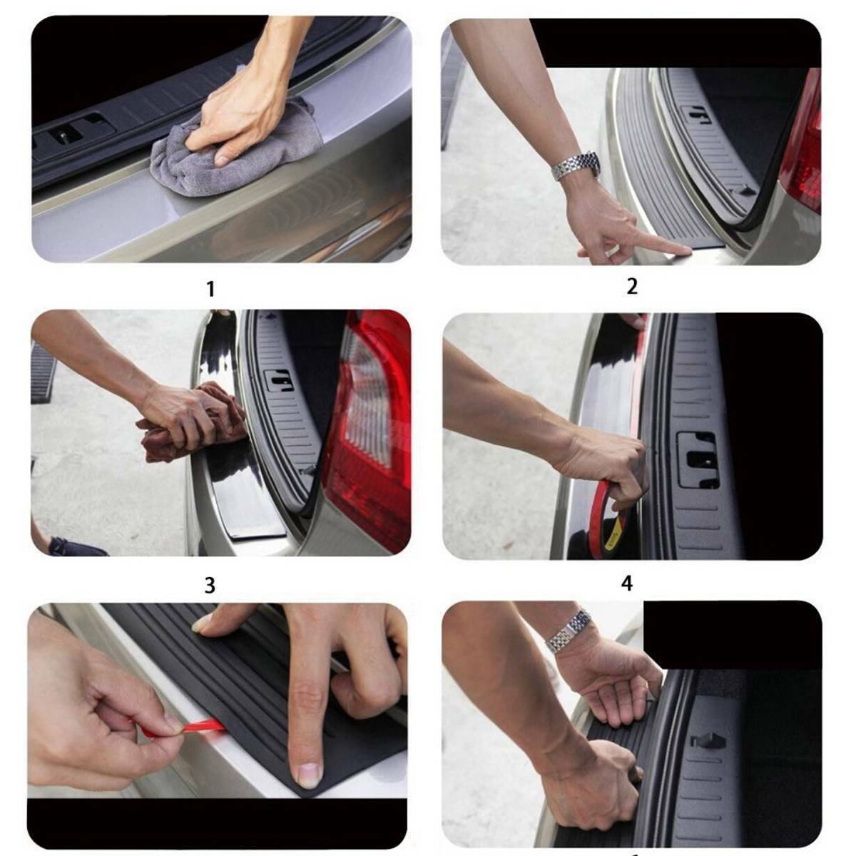 Car Rear Sill Plate Guard Bumper Protector Pad Cover Anti-Scratch Strip Rubber K