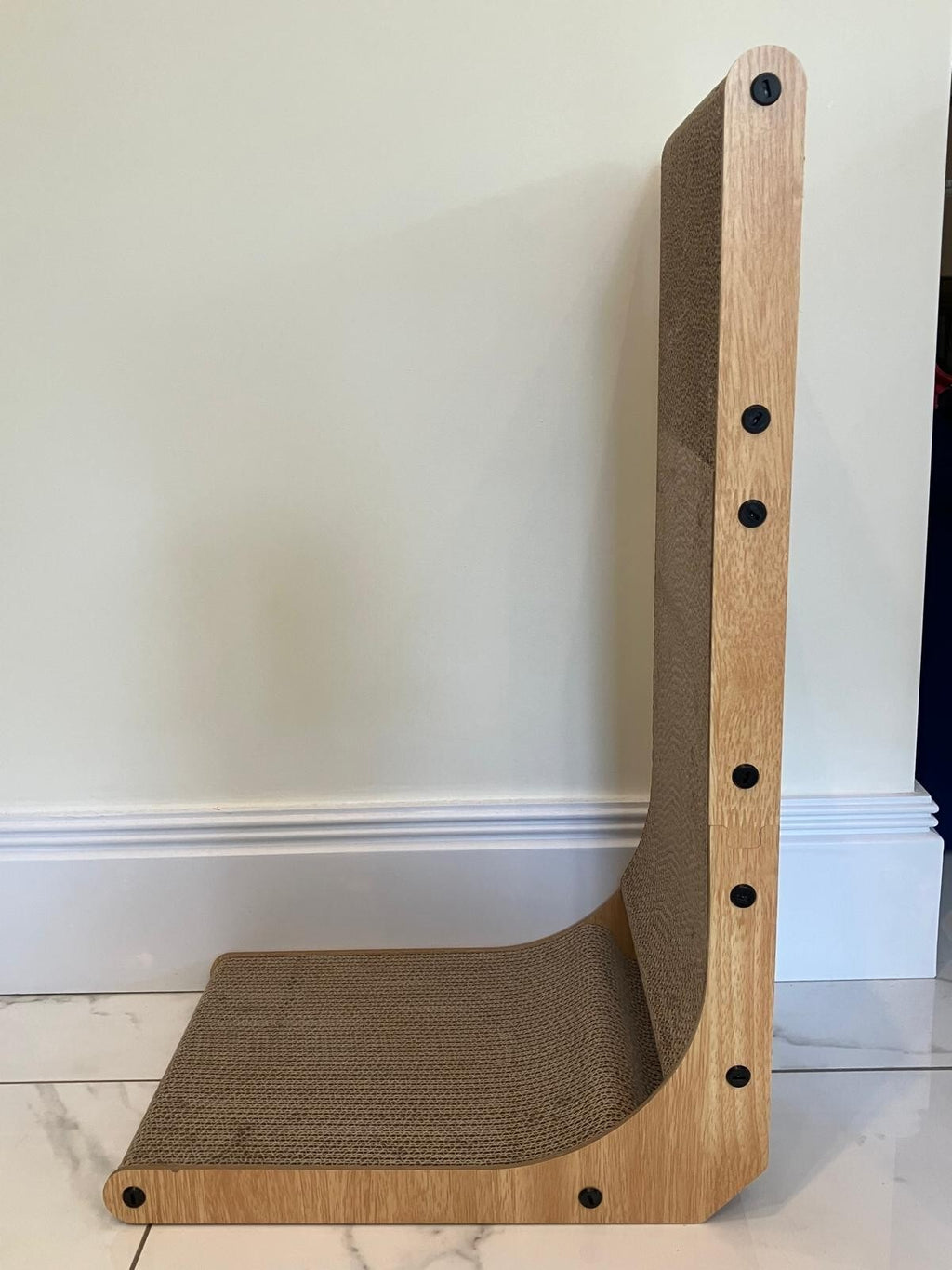 L Shape Corrugated Cardboard Cat Scratcher X Large 68cms Length MDF Wood Frame