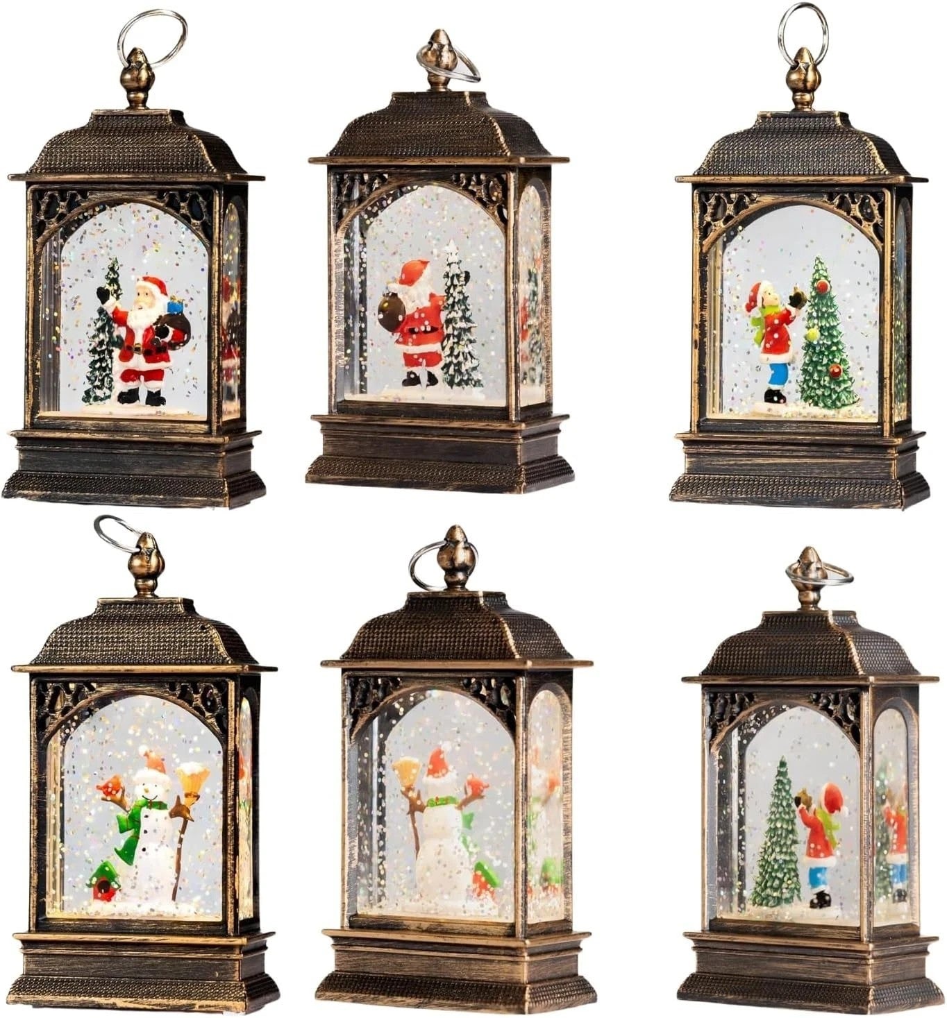 Christmas Santa Train Snow Globe Xmas Home Decor Snowman 25cm 4pc Set Reindeer