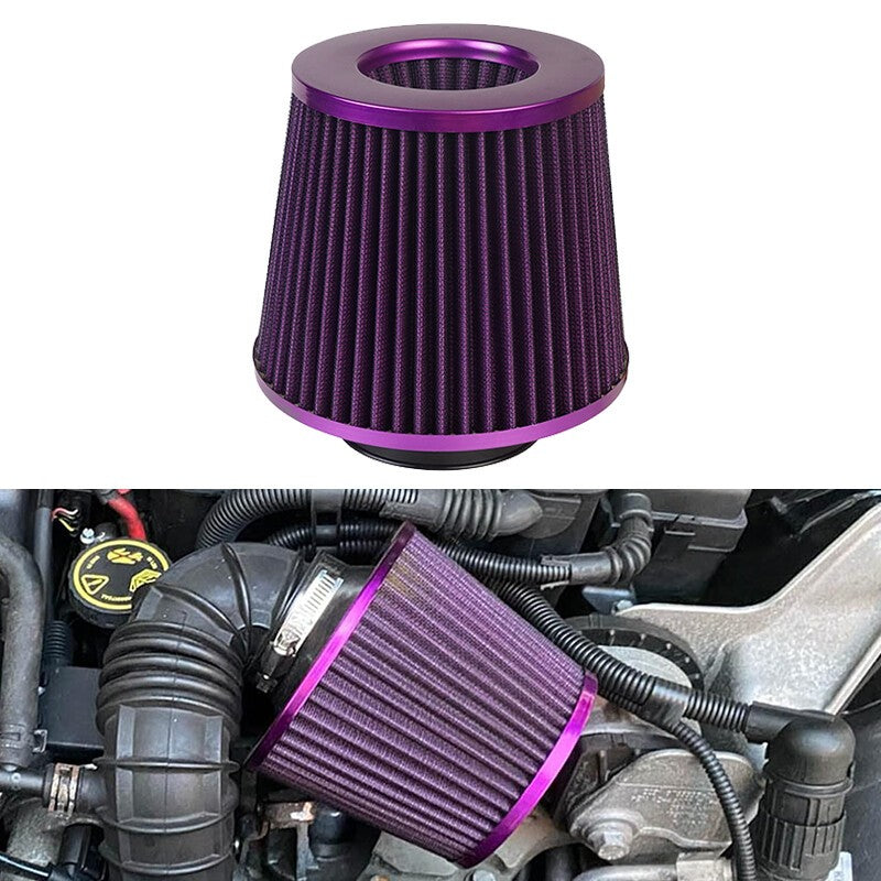 3" 76mm High Flow Inlet Cold Air Intake Cone Replacement Dry Air Filter Purple