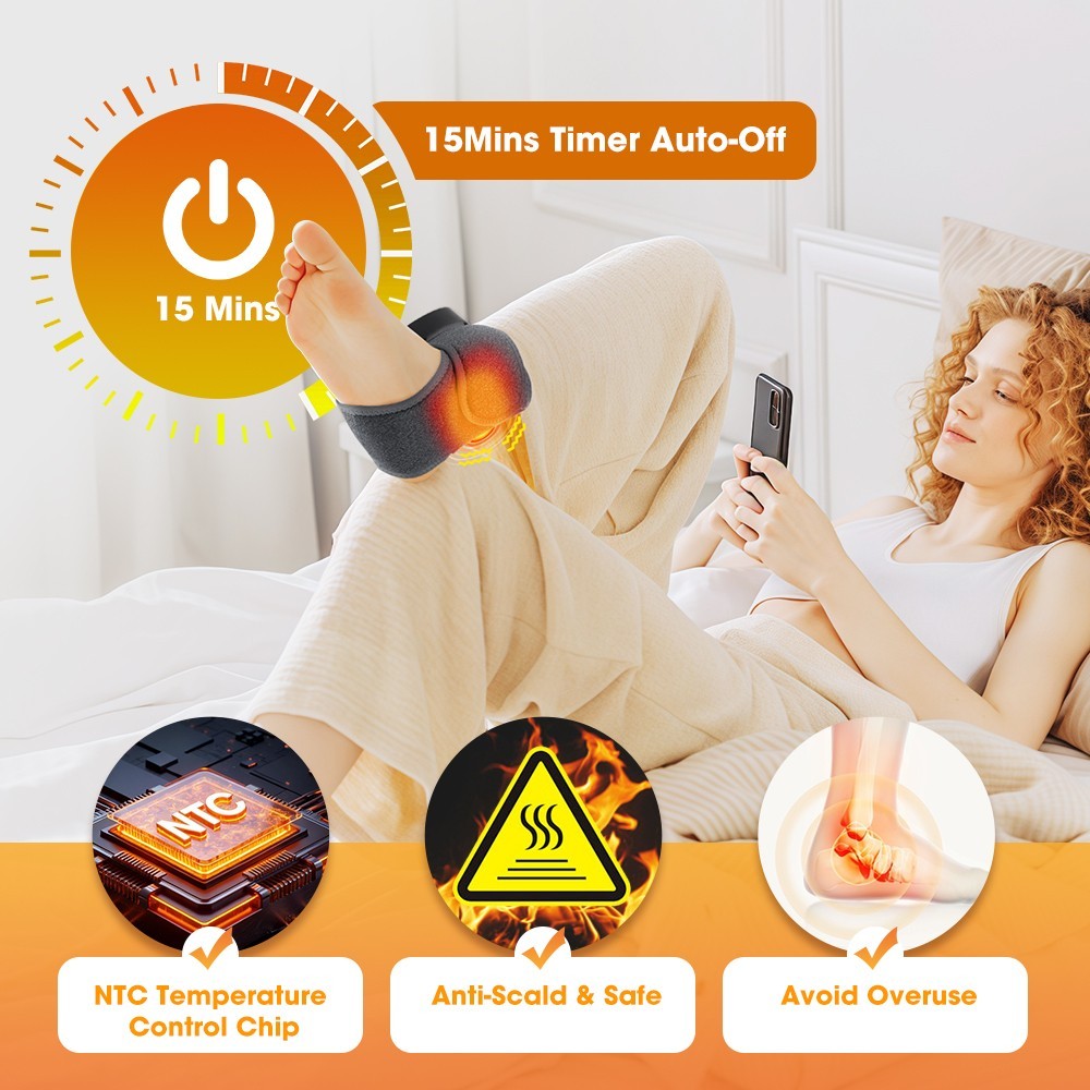 Cordless Foot Ankle Massager Heat & Vibration for Plantar Fasciitis Pain Relief