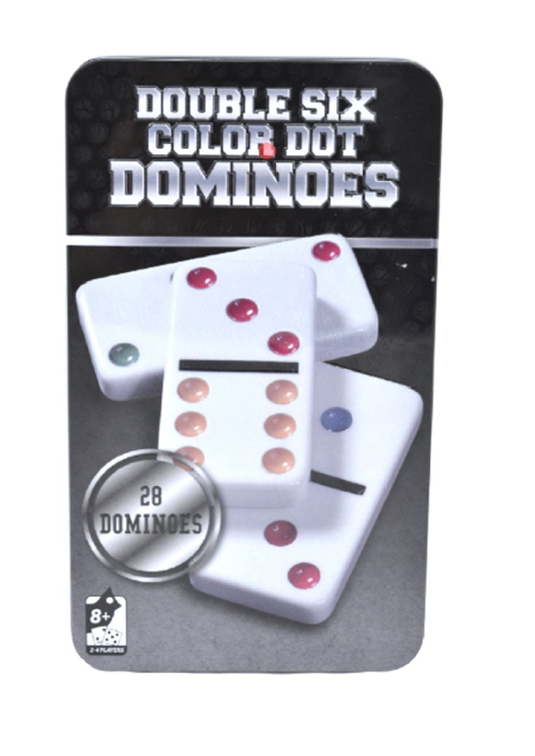 Double six Large dominoes color set in aluminium tin storage case Xmas Gift