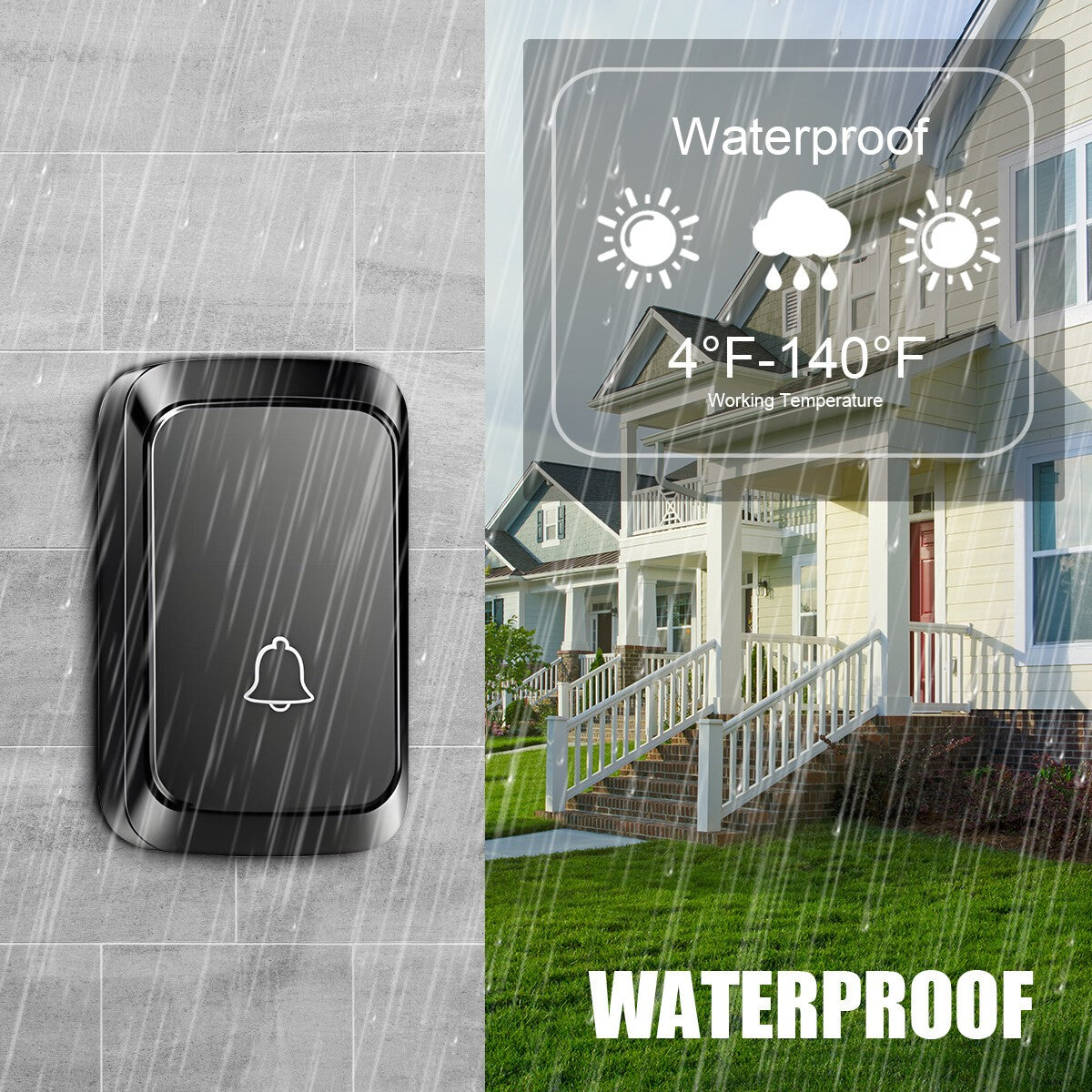 Wireless Door Bells Waterproof 1000ft Long Range Plug in Home Cordless Doorbells