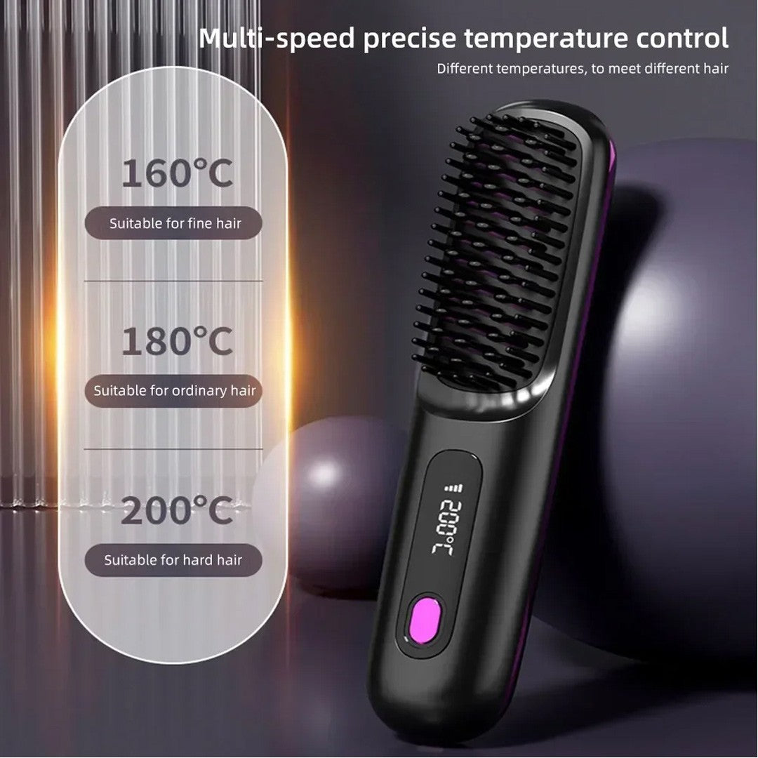 Portable Hair Straightener Brush Antiscald Hair Cordless Hair Straightener Brush