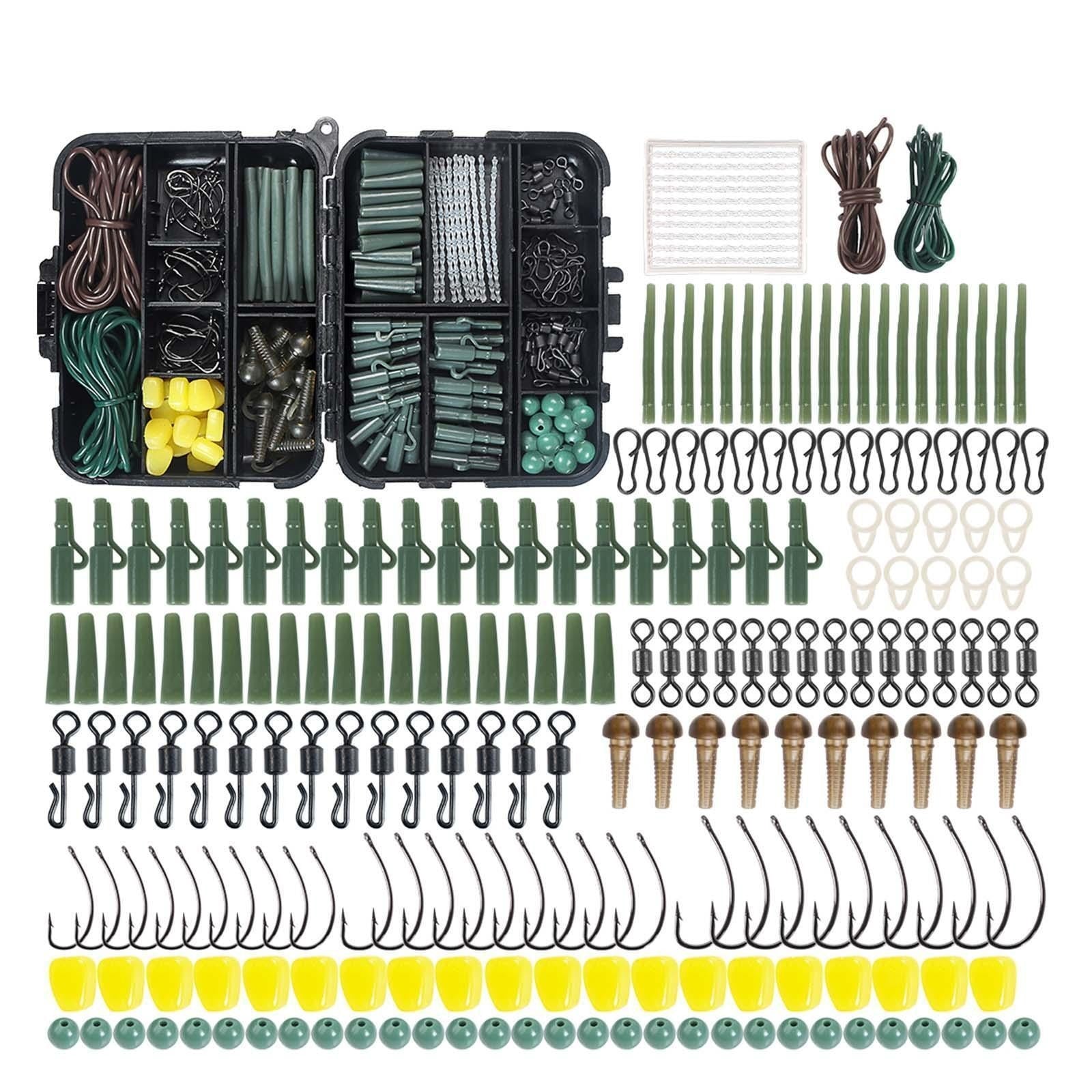 307X Carp Fishing Accessories Kit Tackle Box Set Jig-Hooks Swivels Lead Clips UK