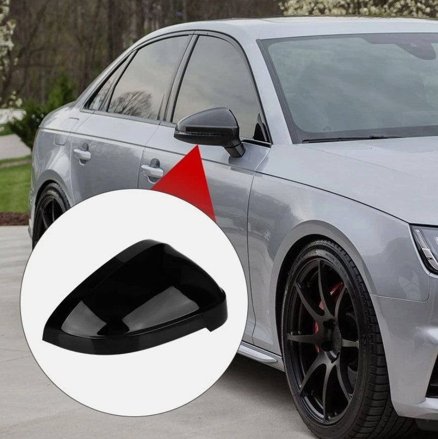 2x Gloss Black Wing Mirror Cover Caps For 2016-2023 Audi A4 S4 A5 S5 RS5 RS4 B9