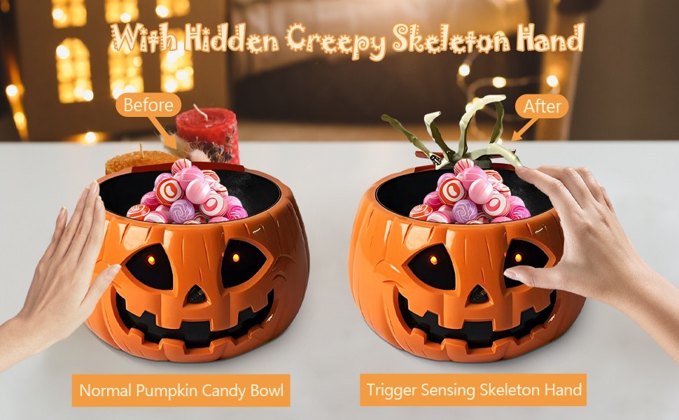 Halloween Pumpkin Candy Bowl Animated Halloween Skull Bowl for Party Decoration
