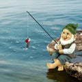 Garden Gnome Fishing Statue Resin Sitting Rod Fish Pond Decor Ornament