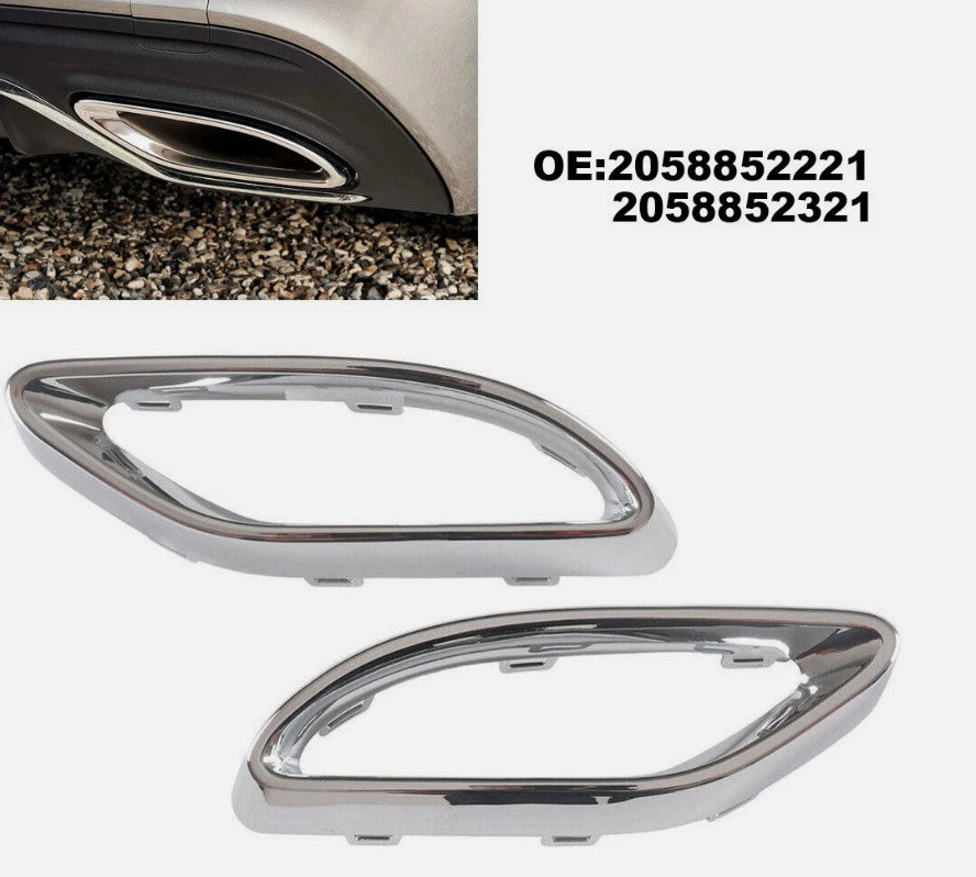 Left+Right Rear Exhaust Pipe Trim Bezel Fit for Mercedes W205 W117W177 W253