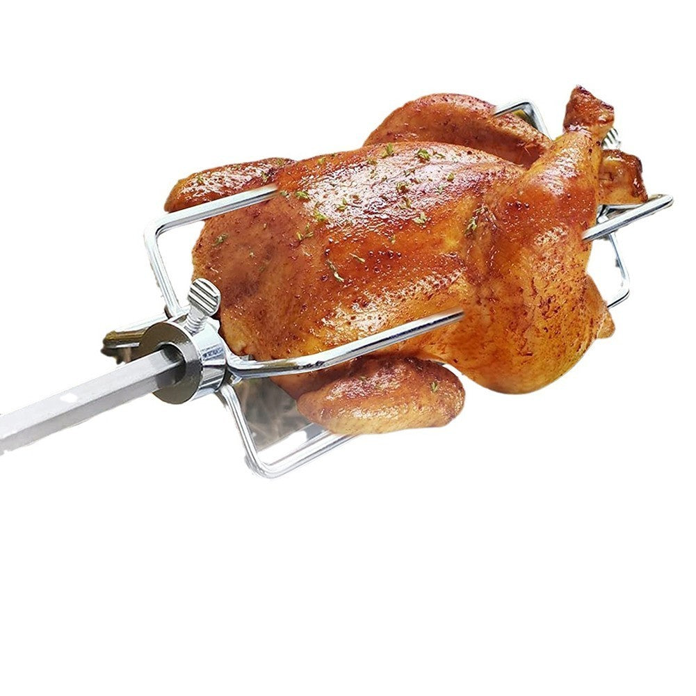 Stainless Steel BBQ Rotisserie Meat Forks Clamp with Locking Screw Set of 2