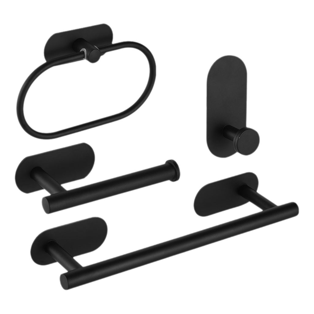 4Pcs Bathroom Accessories Kit Towel Rack Rail Bar Hook Toilet Paper Holder Set
