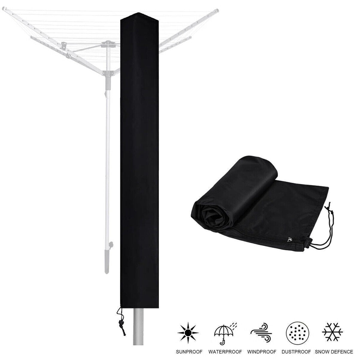 2x Heavy-Duty Waterproof Rotary Washing Line Cover with Zip Airer Protection