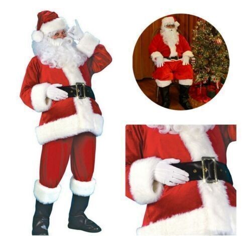 NEW Santa Claus Costume Suit Adult Father Christmas Fancy Dress Mens Xmas Outfit
