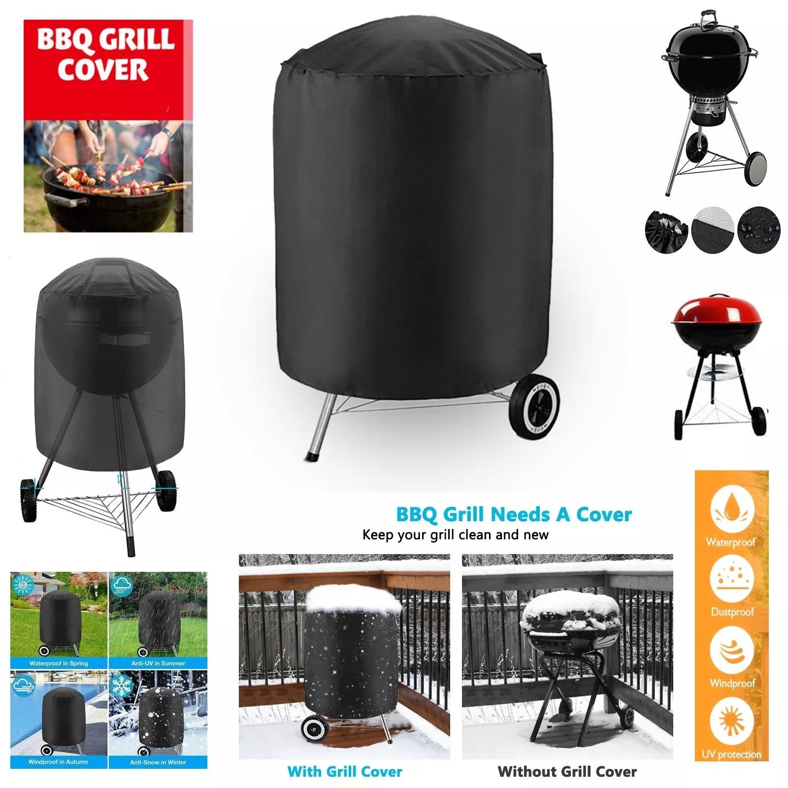 BBQ Cover Waterproof Barbecue Grill Covers Protector Outdoor Large 58x77cm UK