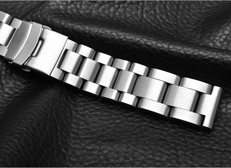 Thick  Solid Stainless Steel Buckle Clasp Watch Band Strap Replacement