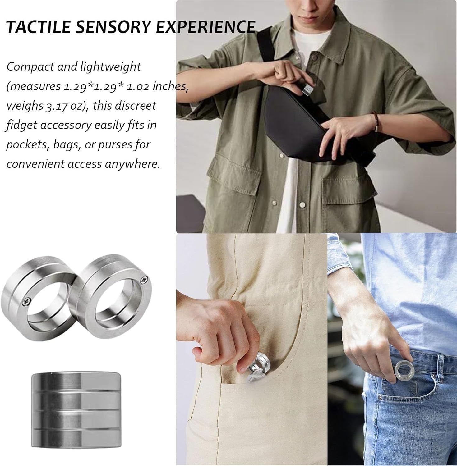 4 Finger Foldable Fidget Toy for Stress & Anxiety Spoven Folding Finger Ring