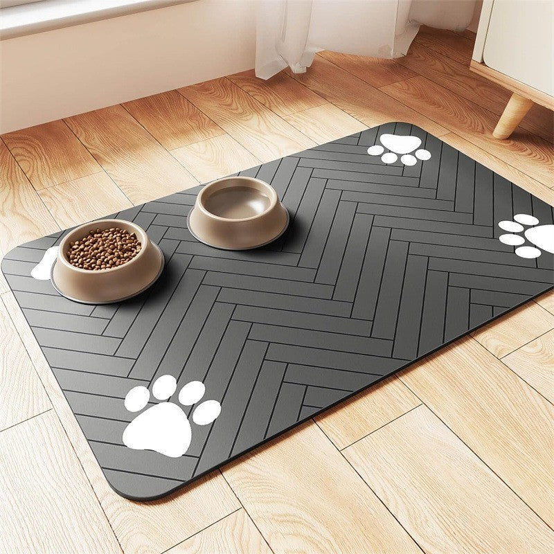 Quick Dry Pet Food Bowl Mat Non-Slip Cat Feeder Pad  Pet Supplies