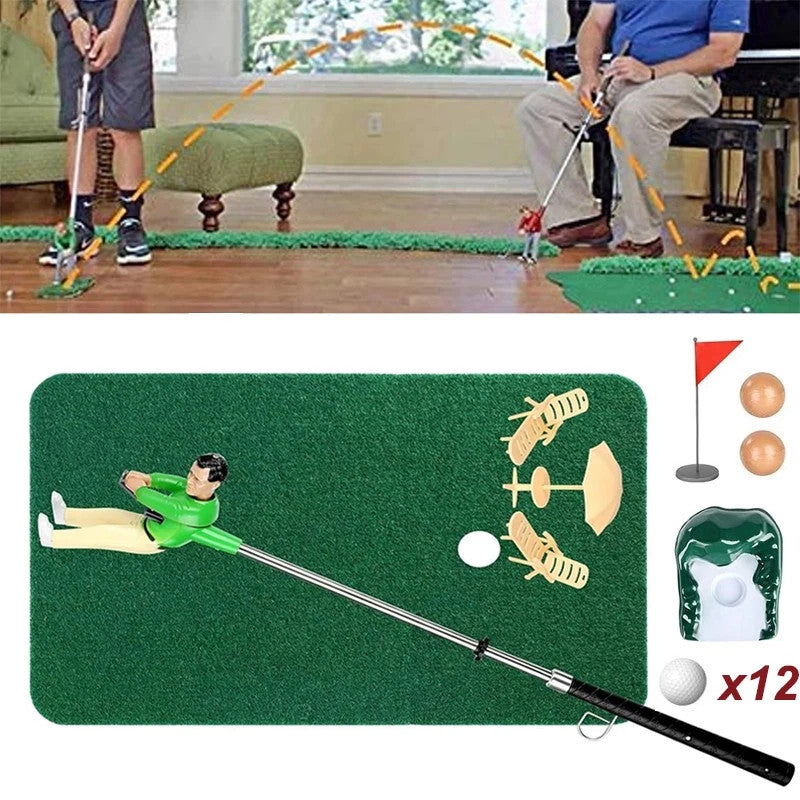 Indoor Mini Golfing Game Kit Golfs Toy Set w/Green Pad Putter Christmas Gifts