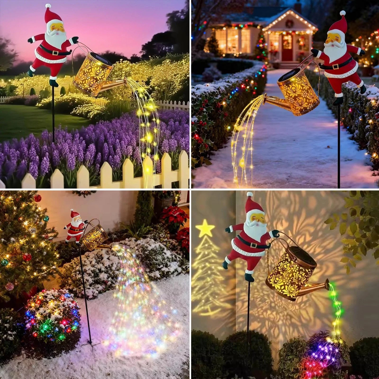 Solar Watering Can Lights Outdoor,Christmas Santa Waterproof Metal Garden  UK