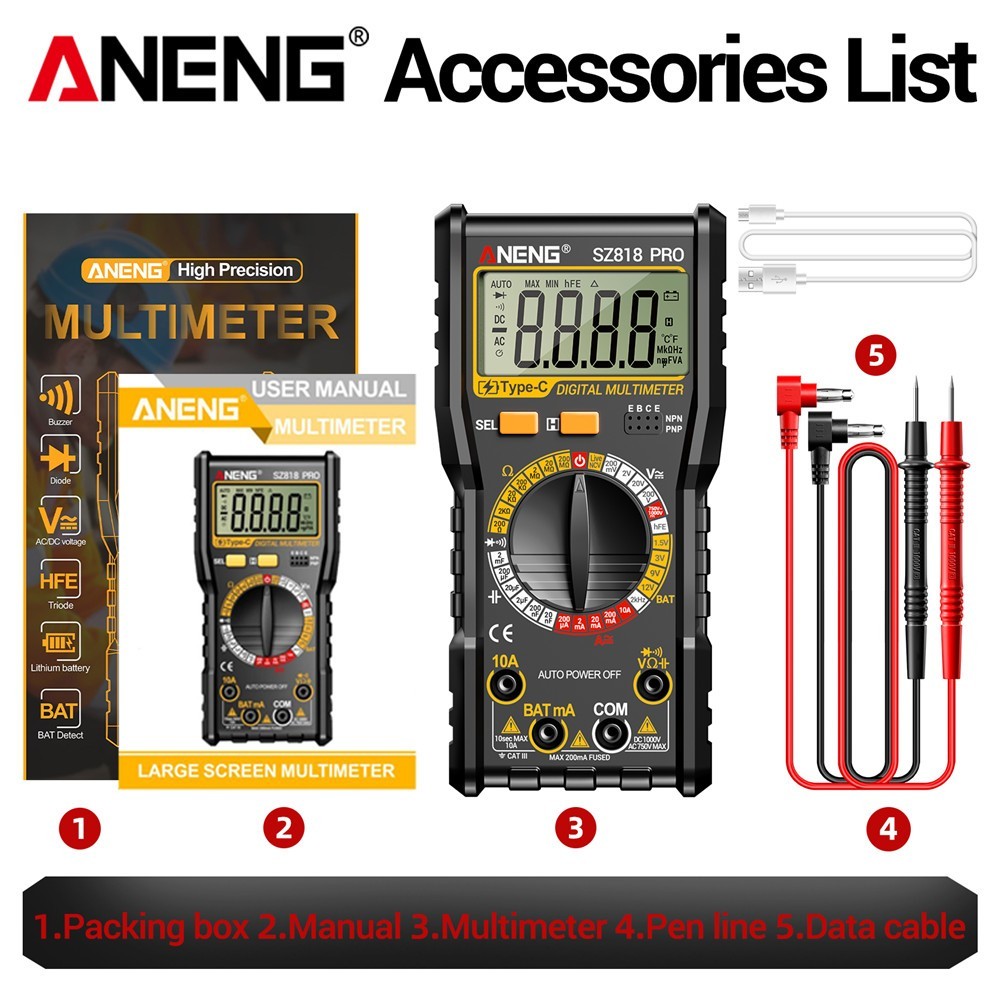 💥Rechargeable Digital Multimeter Voltmeter Ohmmeter Ammeter Multi Tester Meter