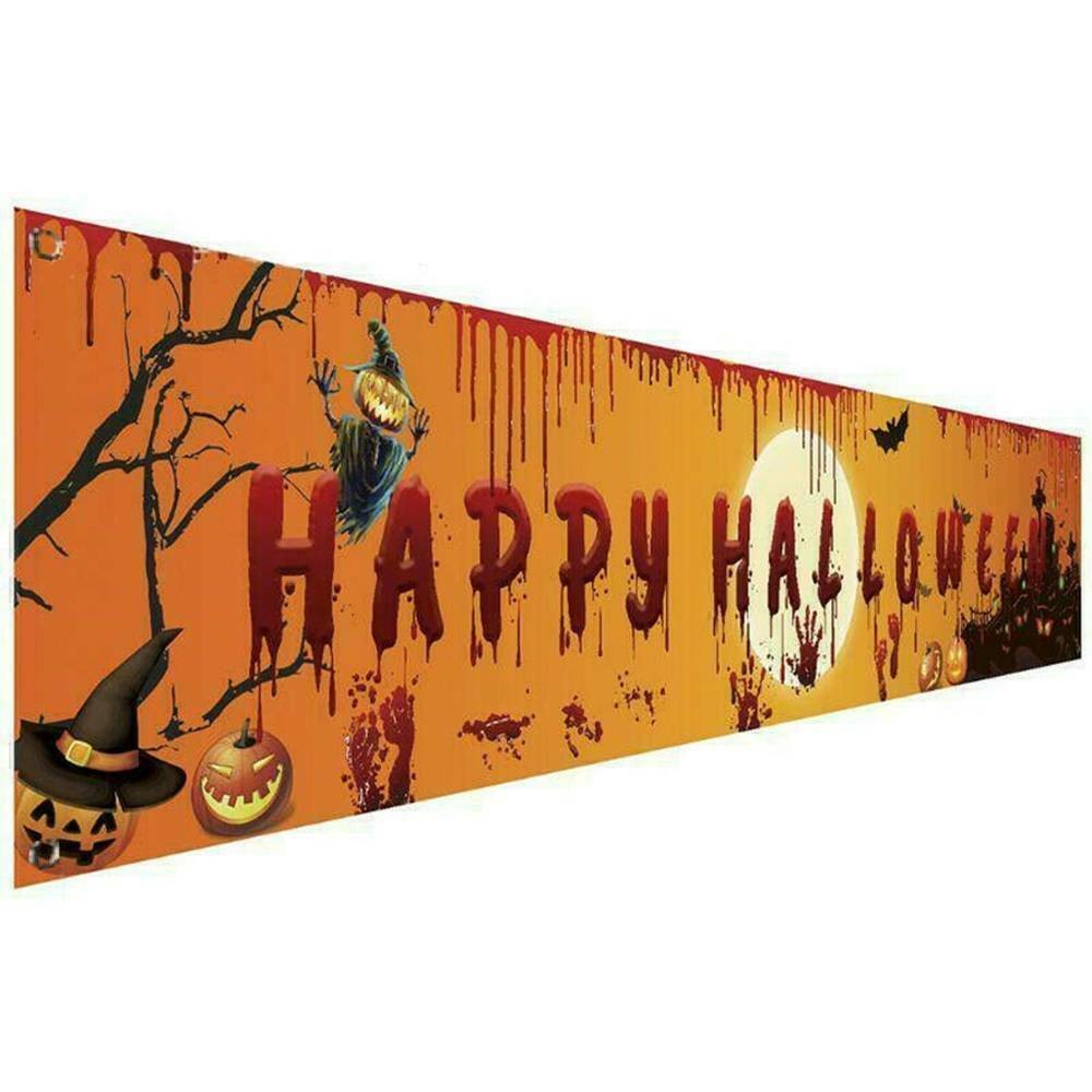 2024 Happy Halloween Banner Outdoor Welcome Decorations Yard Party Scary Decor