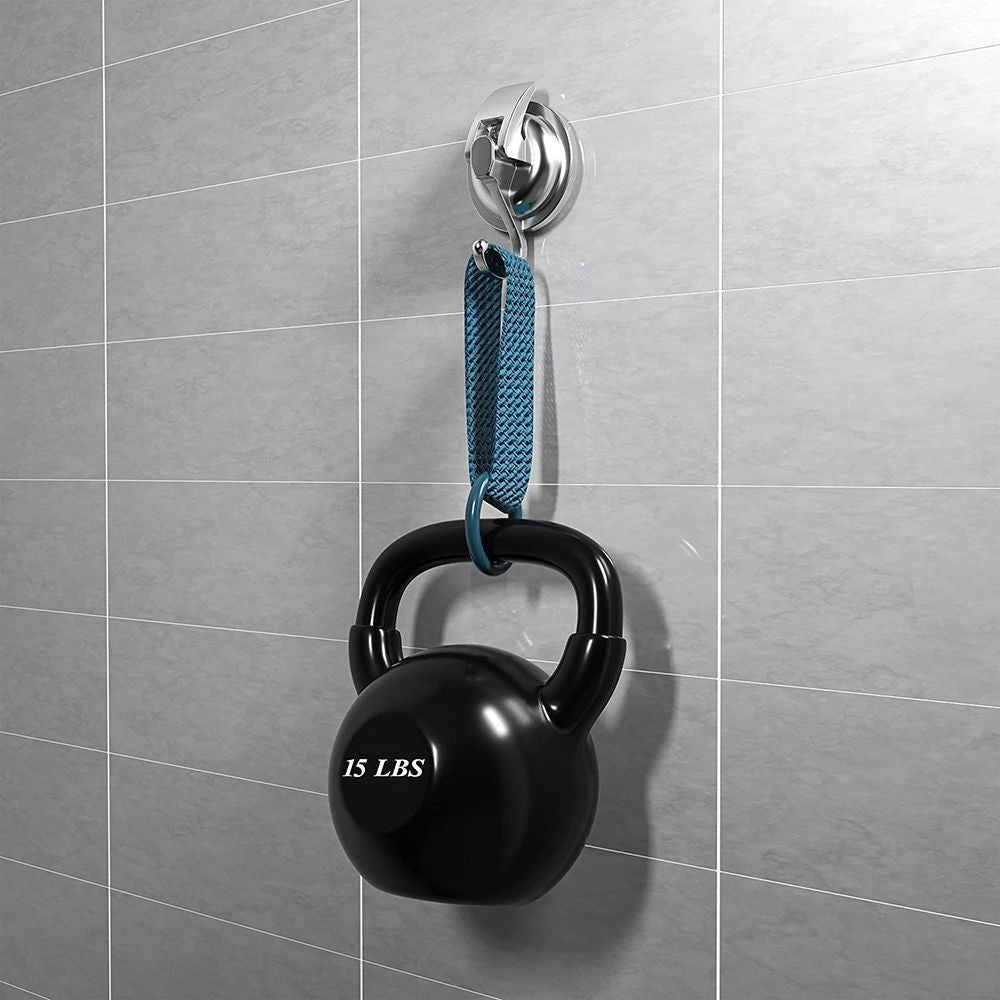 Install Heavy-Duty Suction Cup Hooks Bathroom Shower Organization Chrome-Plated