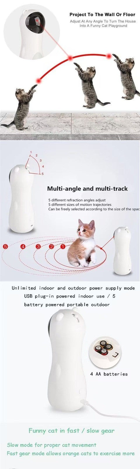 Automatic Cat Toys Interactive Smart Teasing Pet LED Laser Indoor Cat Toy HOT UK