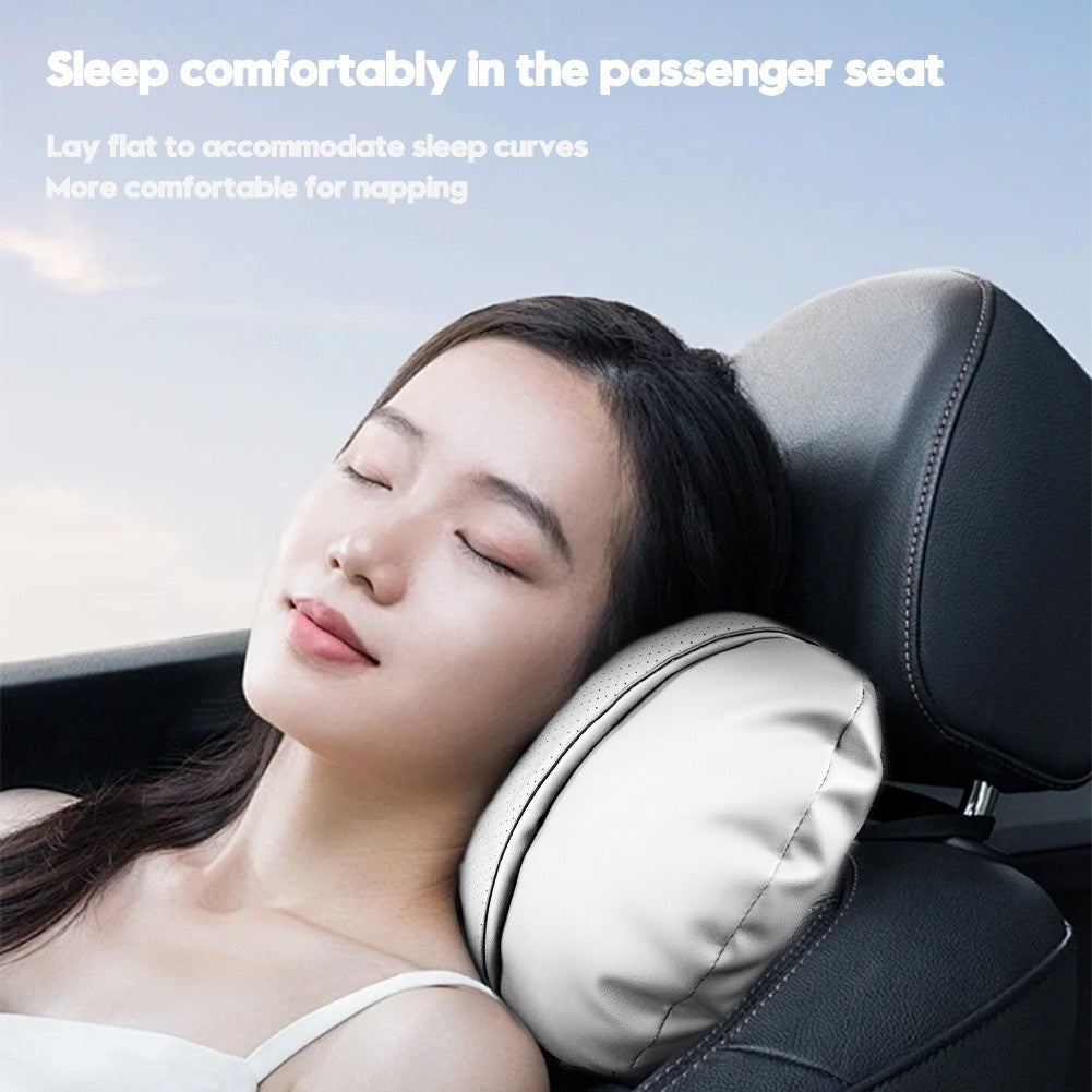 White Leather Car Seat Head Neck Rest Cushion Pad Headrest Pillow 1 piece