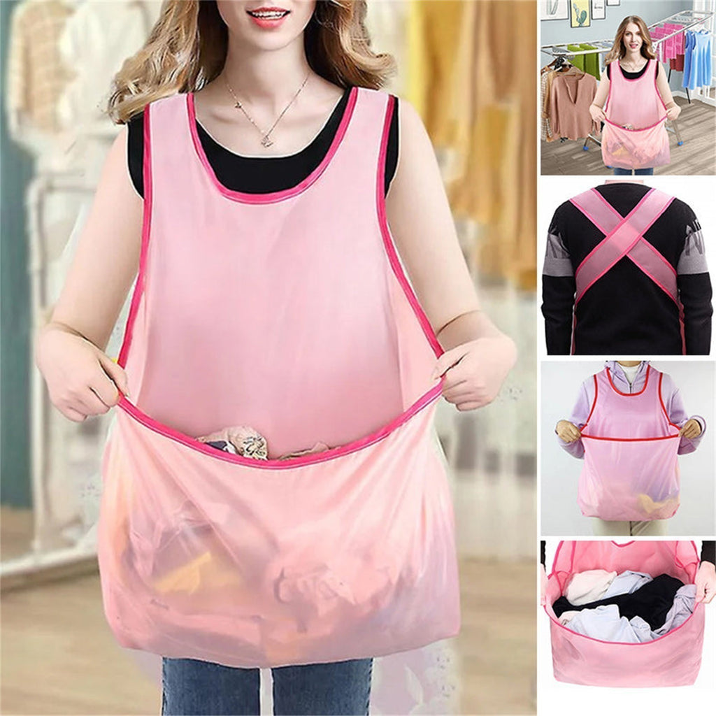 Portable Clothes Drying Apron Laundry Apron With Large Pouch For Women