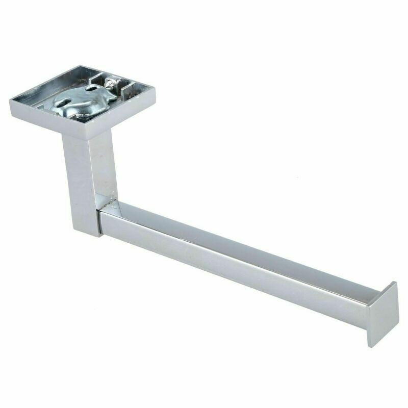 Wall Mounted Toilet Roll Holder Chrome Tissue Paper Stand Bathroom Bar Square