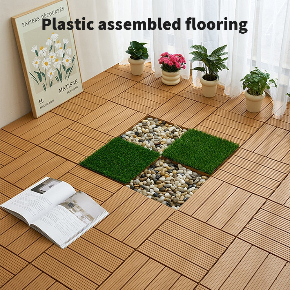 12Pack Heavy Duty Deck Tiles - Anti-Slip Interlocking Floor 30x30cm Outdoor UK