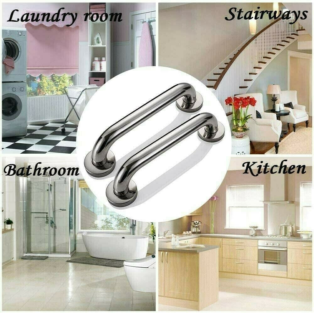 2X Safety Grab Bar Bathroom Support Handle Steel Bath Toilet Hand Rail 40cm