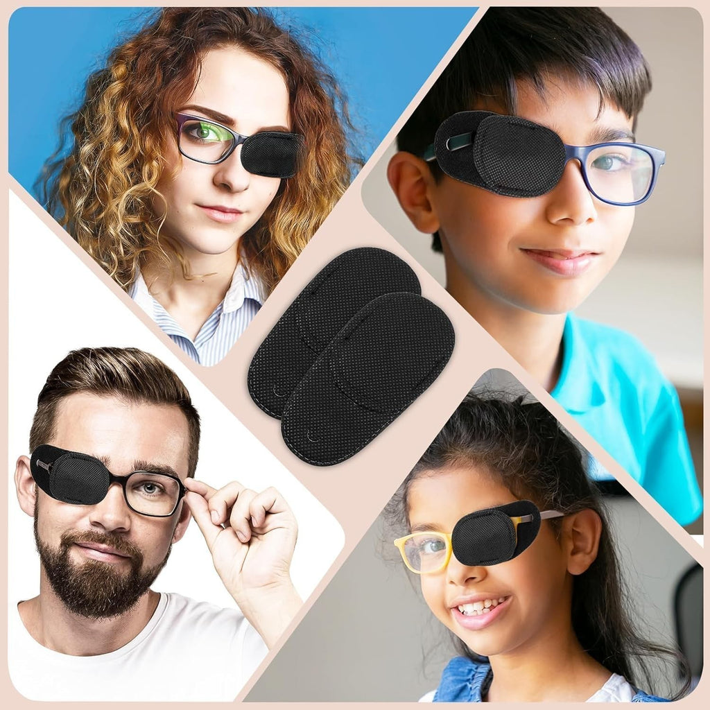 6x Soft Reusable Eye Patches for Glasses | Left & Right Eye Cover | Black Non-Wo