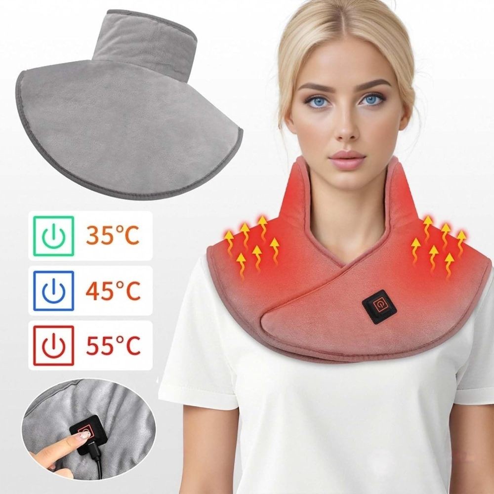 Electric Heating Neck and Shoulder Pad Warmer Heated Neck Wrap for Pain Relief