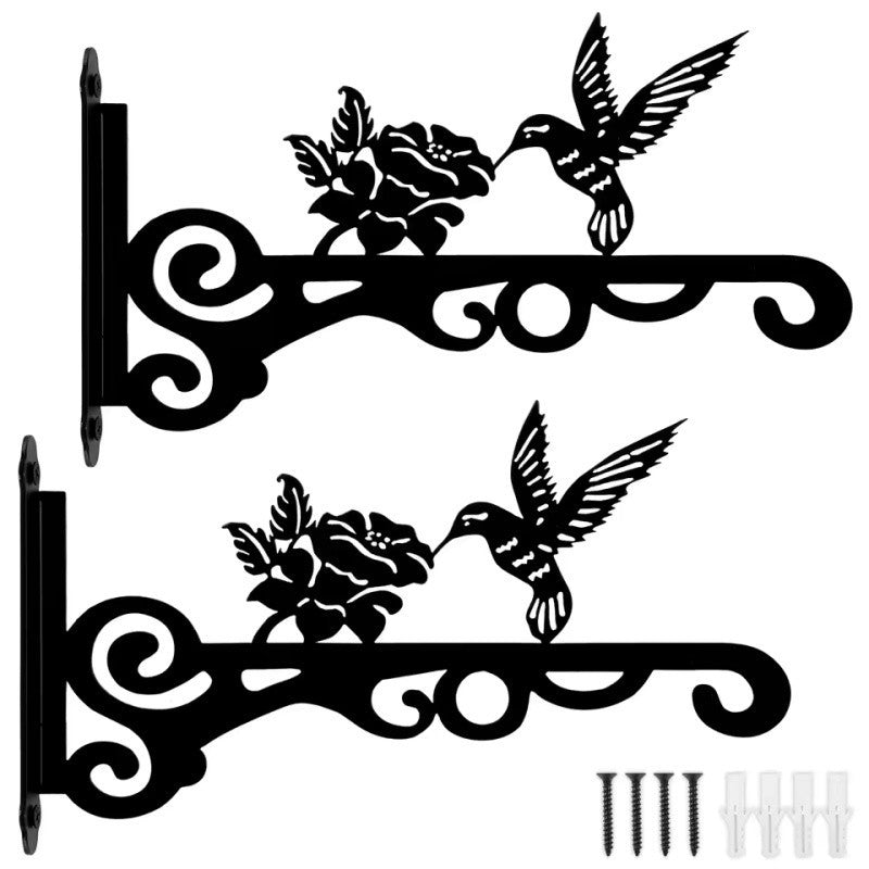 2pcs Heavy Duty Iron Hanging Basket Bracket Garden Plant Hanger Hook Wall Decor