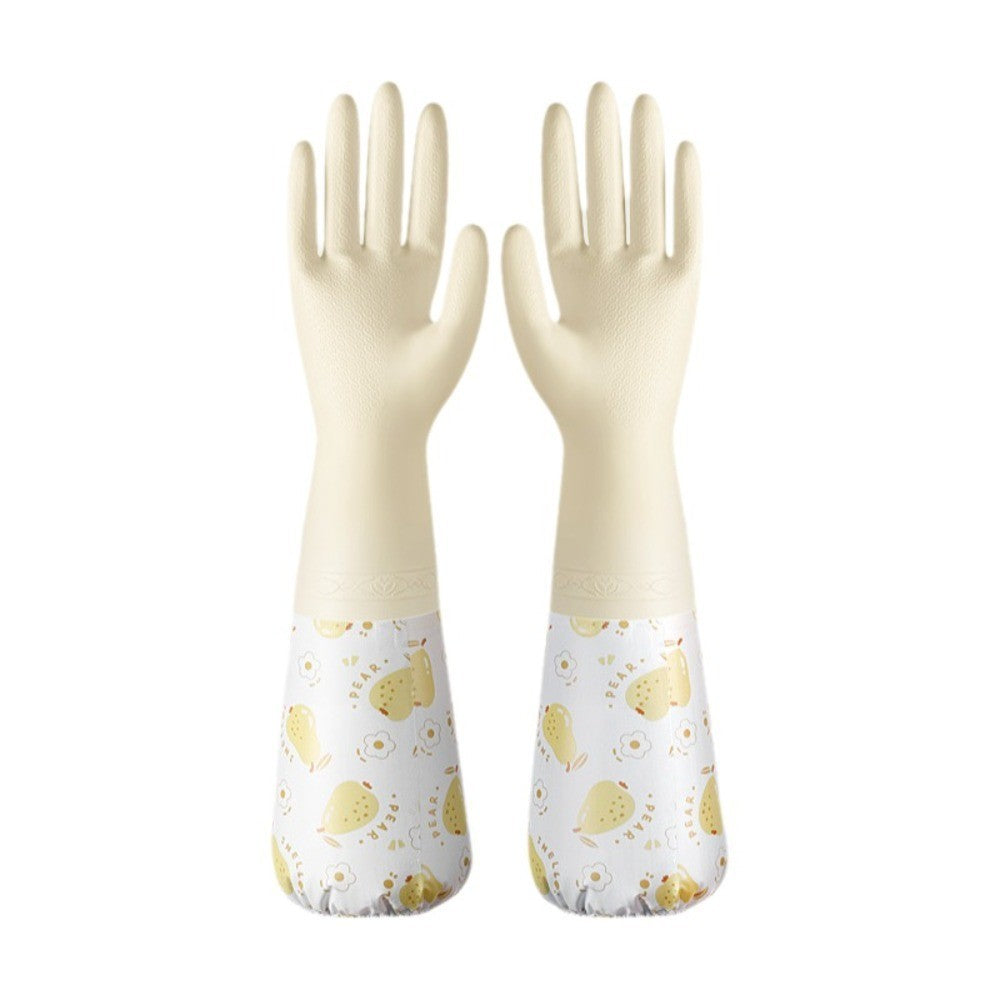 Fleece Lined Dishwashing Gloves Waterproof Scrubbing Gloves  Outdoor Cleaning