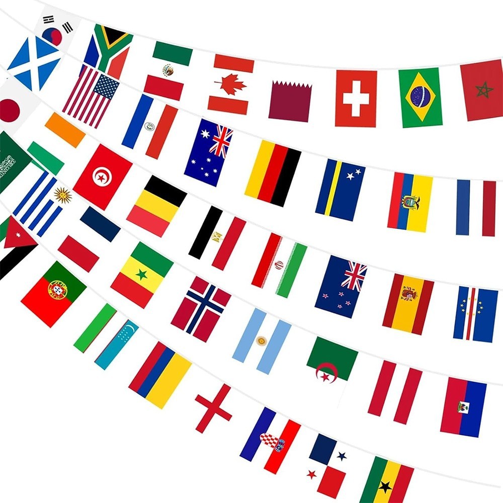 1 Pack World Flag Bunting for World Cup Party Decorations 2026, 48 Teams Flags