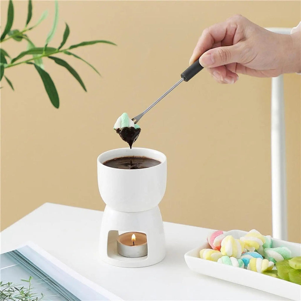 Chocolate Fondue Pot Tea Light Porcelain Melting Pot Ceramic Hot Pot Butter Warm