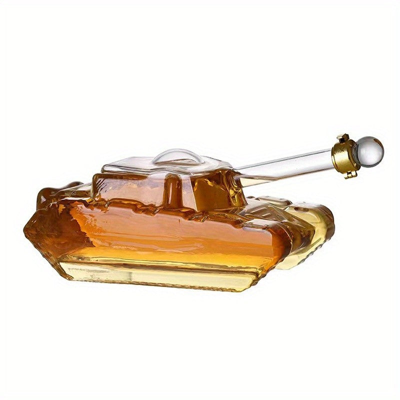 Tank-shaped Transparent Glass Wine Bottle for Red Wine and Whisky Decanter