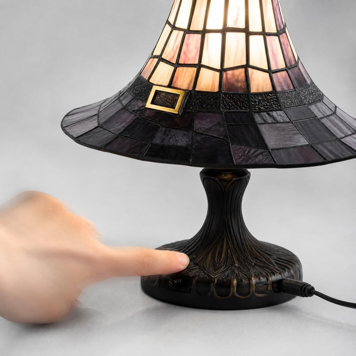 30cm Witch Hat Lamp,Stained Glass Resin Wizard Hat Light Gothic Table Lamp Spook