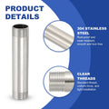 2pcs Stainless Steel Pipe Fitting 1" BSP Male x 1" BSP Male Threaded 6" Long